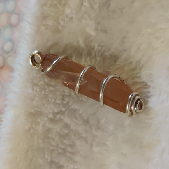 Tangerine Quartz Crystal Point Pendant - Picture 11 of 11